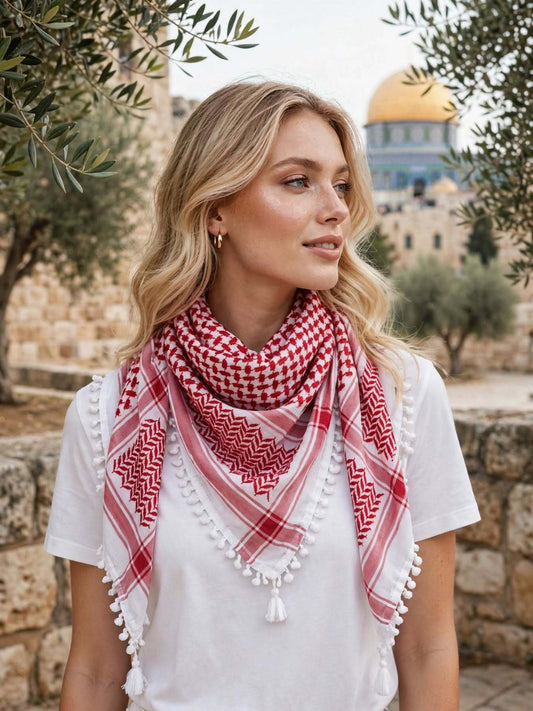Palestinian Cotton Red Keffiyeh