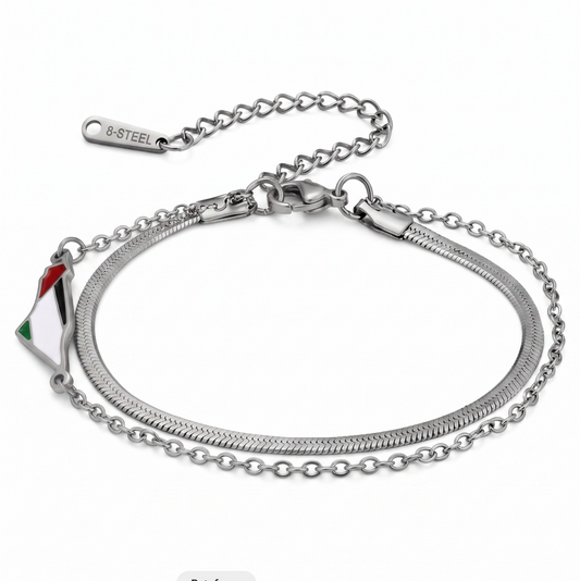 Palestine Map Enamel Double Layer Bracelet