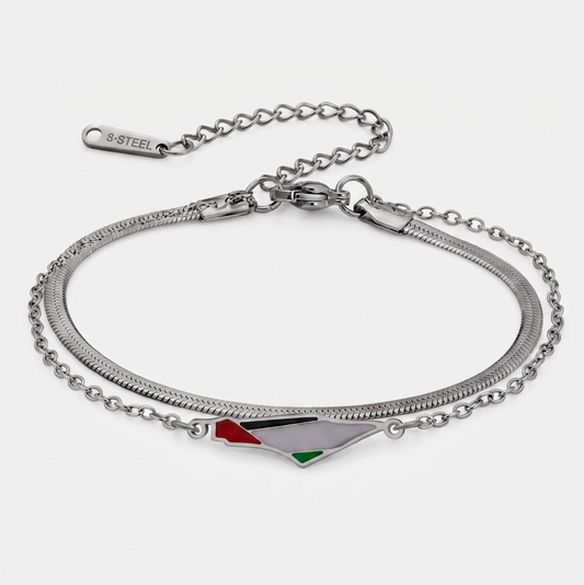 Palestine Map Enamel Double Layer Bracelet