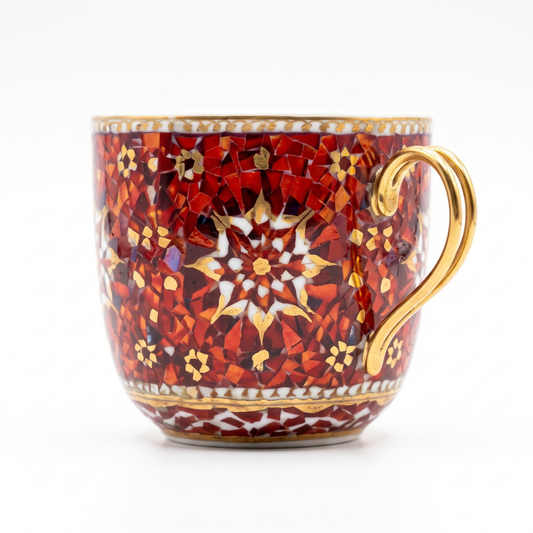 Turkish Mosaic Ceramic Mug – Red & Gold