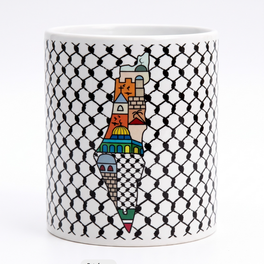 Palestine Landmarks Map Keffiyeh Mug