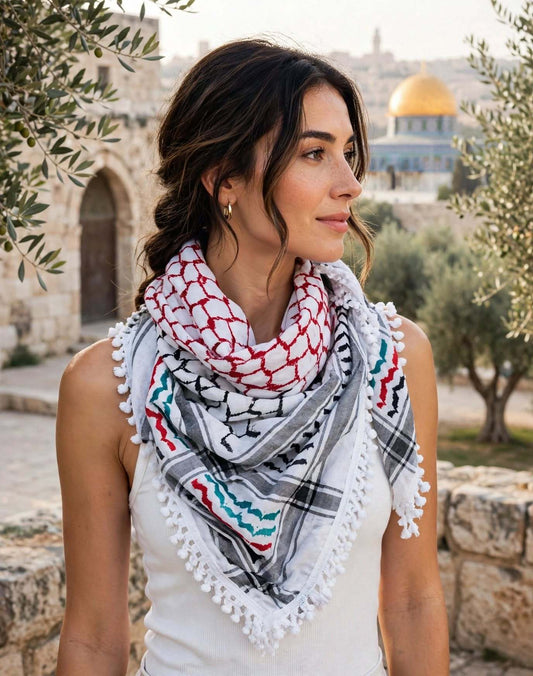 Palestinian Cotton Black Keffiyeh