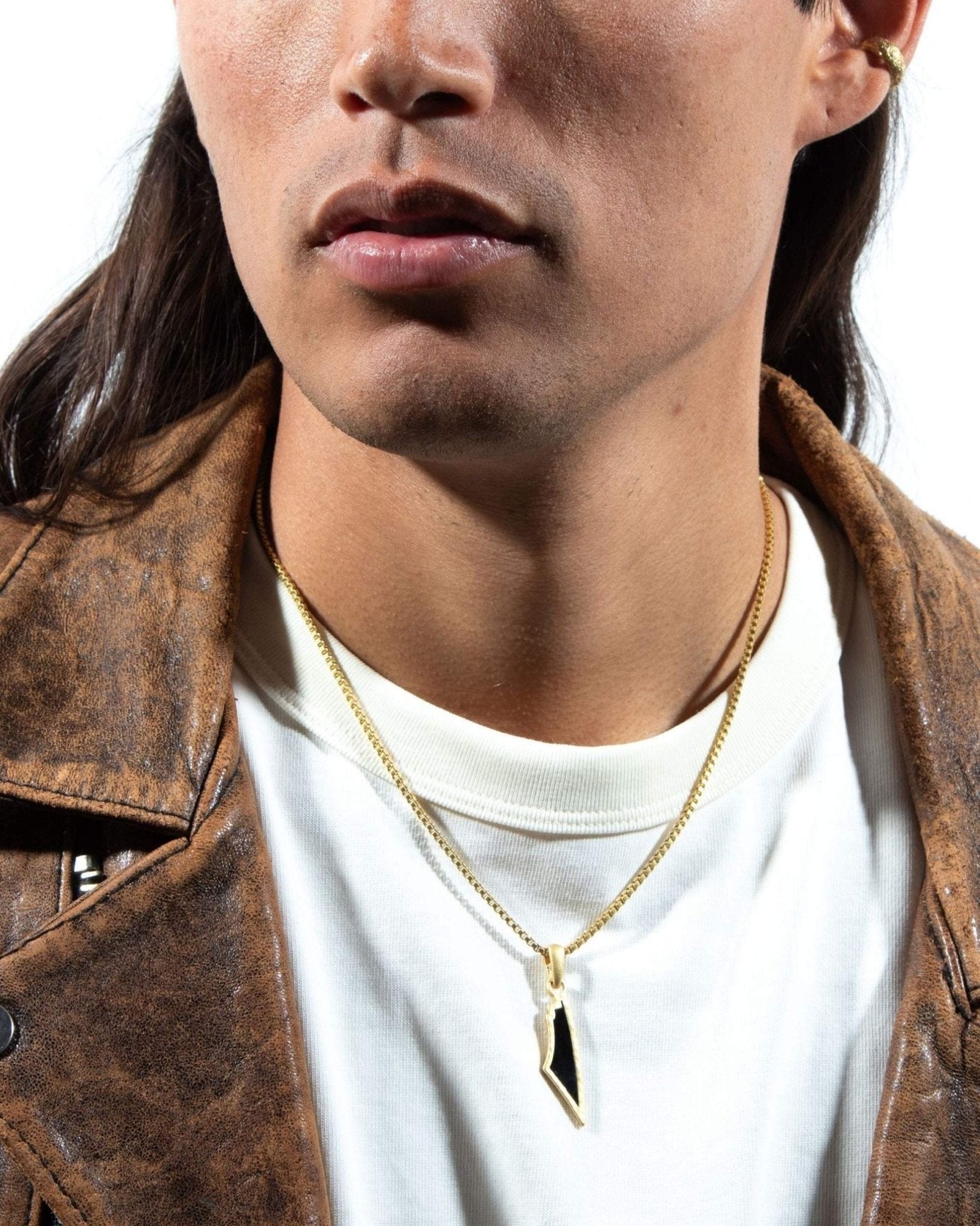 Obsidian Stone Map of Palestine Necklace Gold - PaliRoots