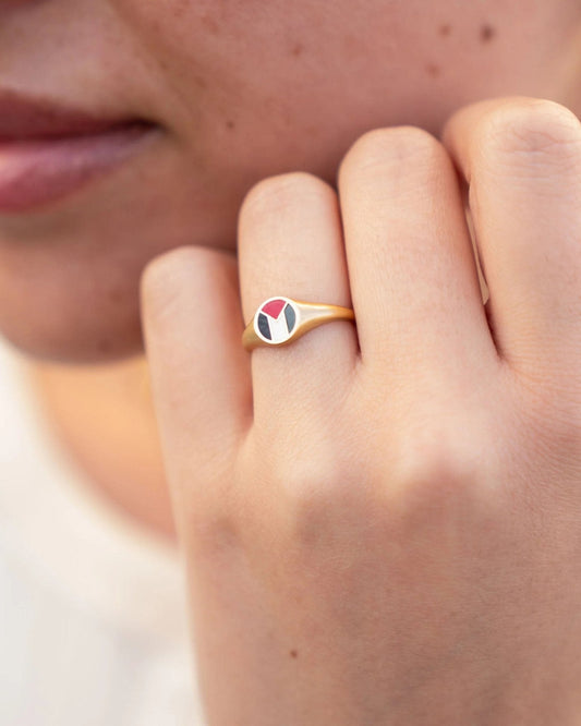 Pali Flag Signet Ring Gold - PaliRoots