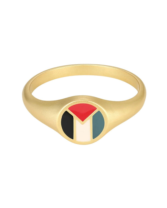 Pali Flag Signet Ring Gold - PaliRoots